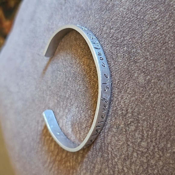 5/$25 Metal "She Believed She Could So She Did" Quote Cuff Bracelet - Picture 5 of 7